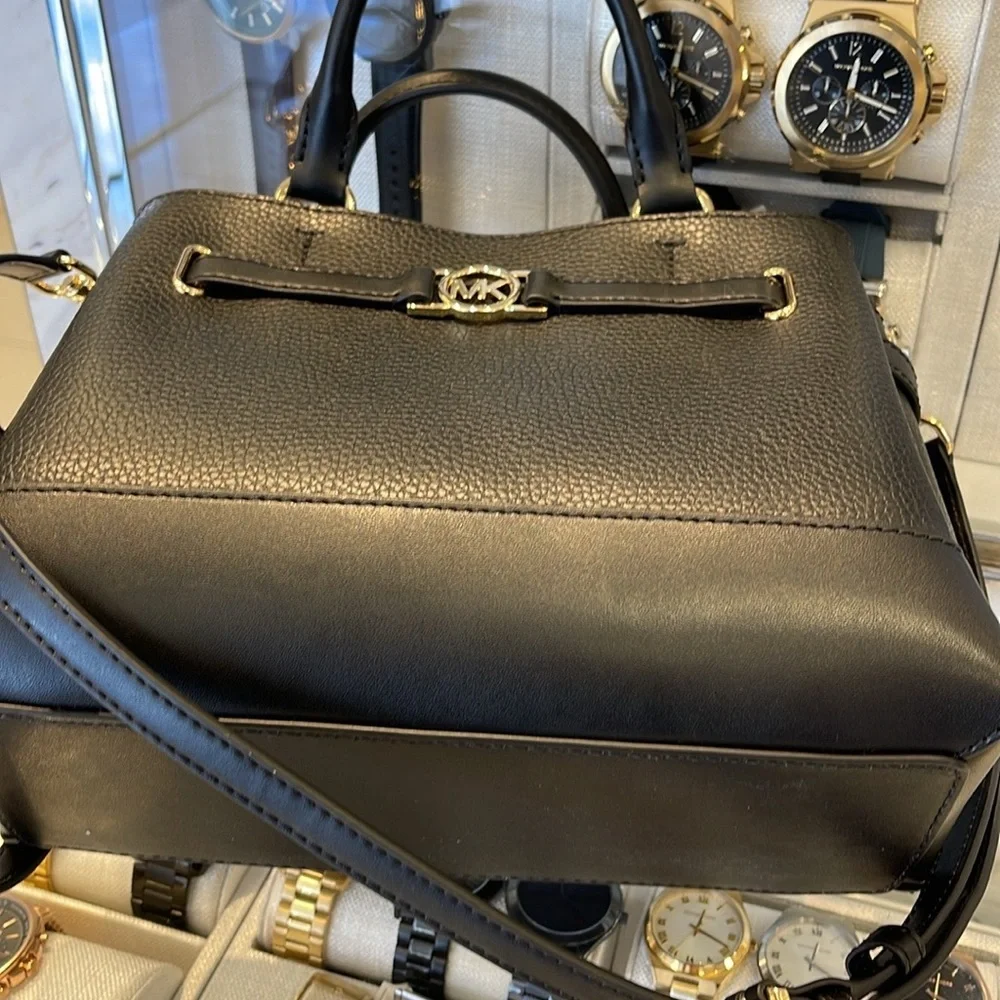 Michael Kors Reed Small Satchel Crossbody Center Zip Bag Color: Black  NWT